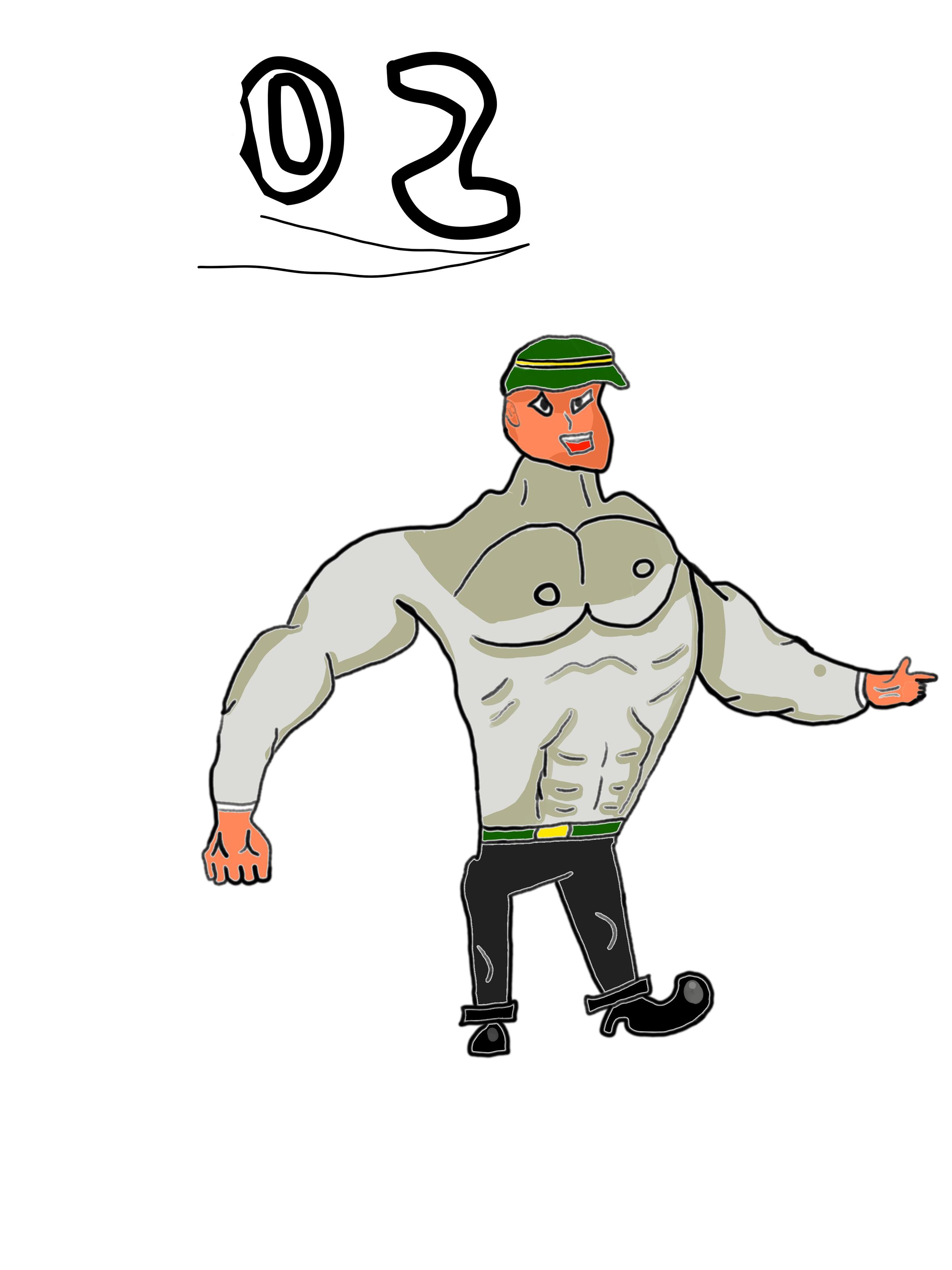 desenho no estilo cartoon de um personagem muito musculoso