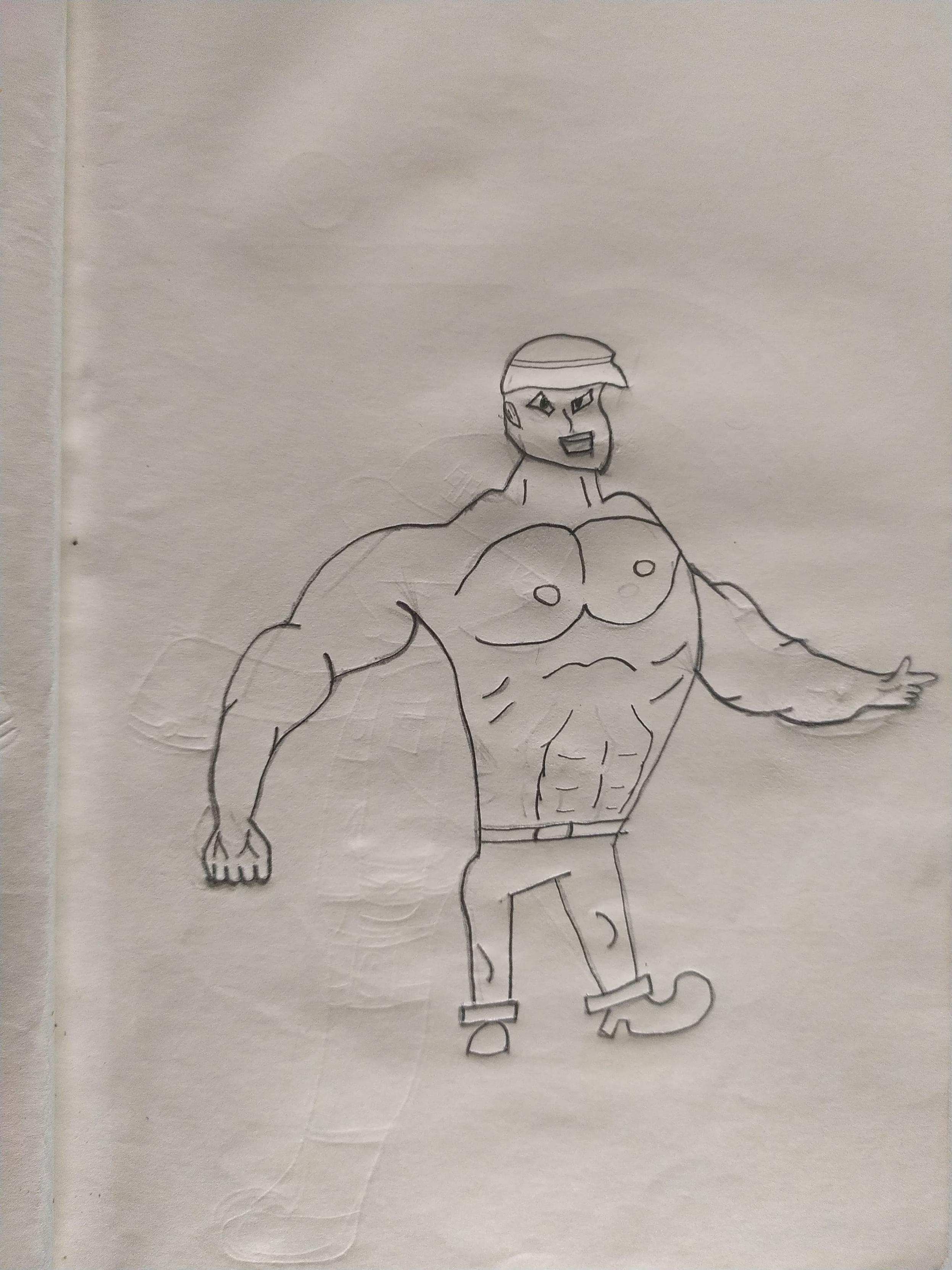 desenho cartunizado de um personagem muito musculoso
